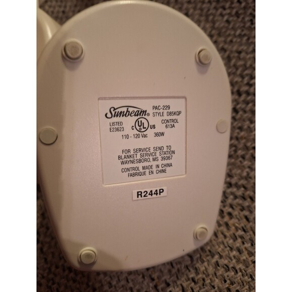 Sunbeam PAC-229 Style D85KQP Electric Blanket Dual White 4 Prong Controller‎ - Picture 6 of 7